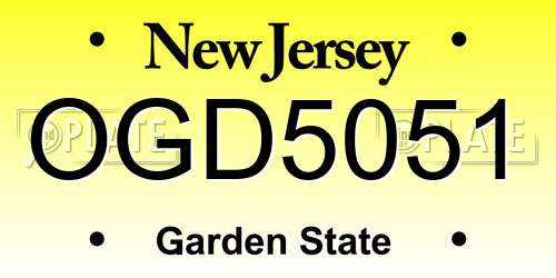 OGD5051 New Jersey License Plate