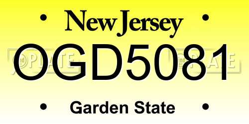 OGD5081 New Jersey License Plate