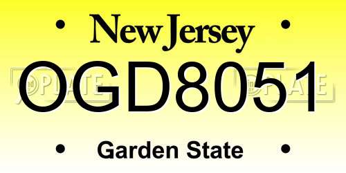 OGD8051 New Jersey License Plate