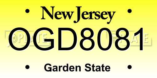 OGD8081 New Jersey License Plate