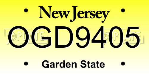OGD9405 New Jersey License Plate