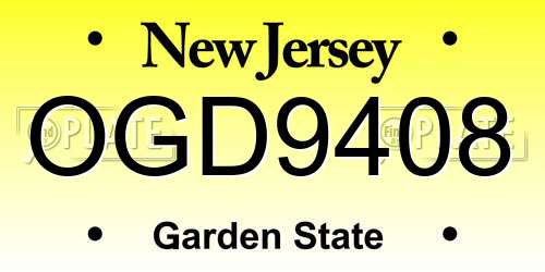 OGD9408 New Jersey License Plate