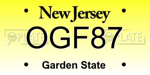 OGF87 New Jersey License Plate