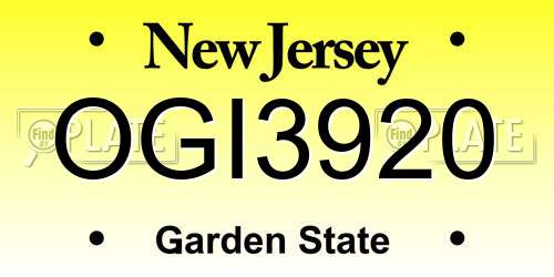 OGI3920 New Jersey License Plate