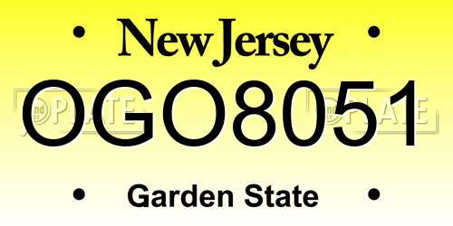 OGO8051 New Jersey License Plate