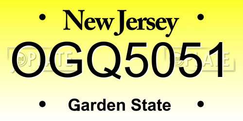 OGQ5051 New Jersey License Plate