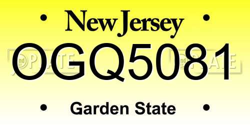 OGQ5081 New Jersey License Plate