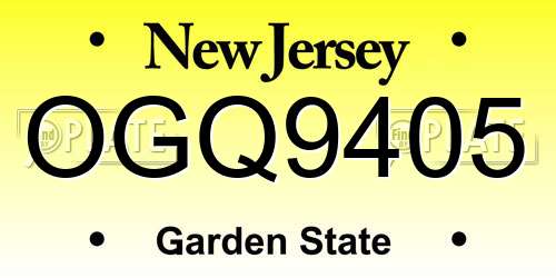 OGQ9405 New Jersey License Plate