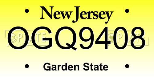 OGQ9408 New Jersey License Plate