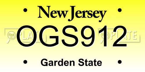 OGS912 New Jersey License Plate