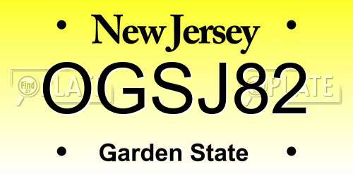 OGSJ82 New Jersey License Plate