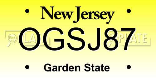 OGSJ87 New Jersey License Plate