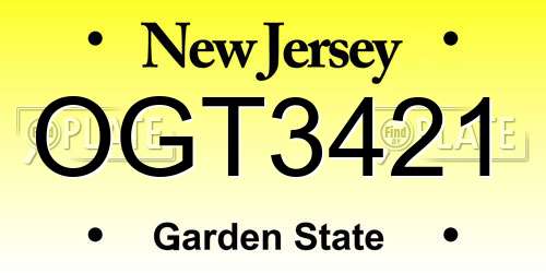 OGT3421 New Jersey License Plate