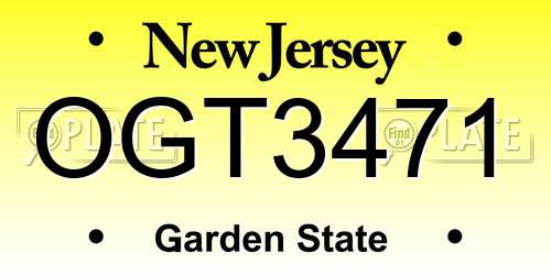 OGT3471 New Jersey License Plate