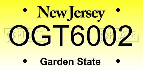 OGT6002 New Jersey License Plate