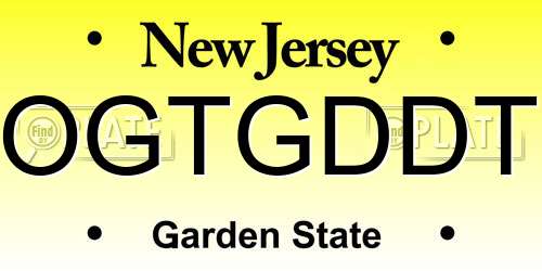 OGTGDDT New Jersey License Plate