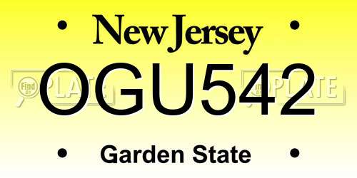 OGU542 New Jersey License Plate