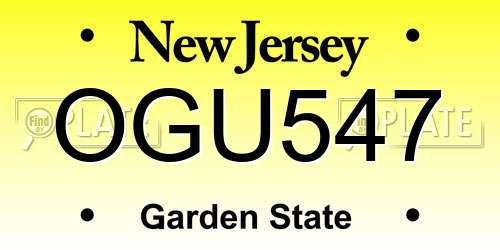 OGU547 New Jersey License Plate