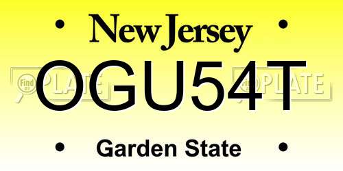 OGU54T New Jersey License Plate