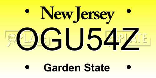 OGU54Z New Jersey License Plate