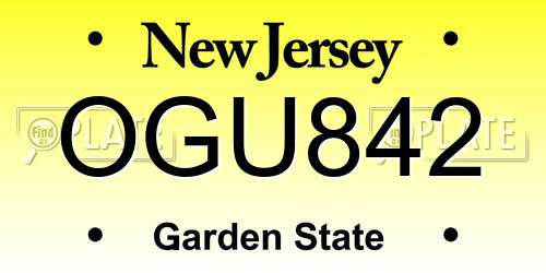 OGU842 New Jersey License Plate