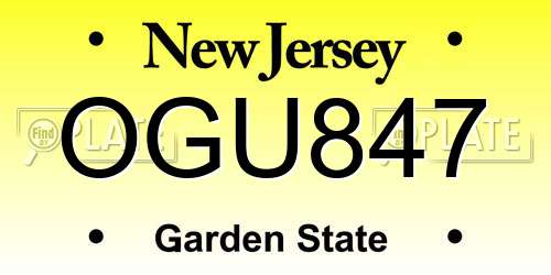 OGU847 New Jersey License Plate