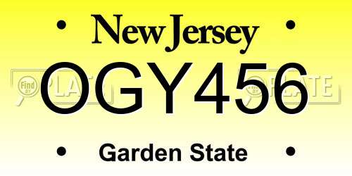 OGY456 New Jersey License Plate