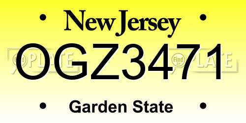 OGZ3471 New Jersey License Plate
