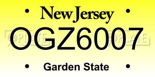 OGZ6007 New Jersey License Plate