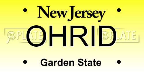 OHRID New Jersey License Plate