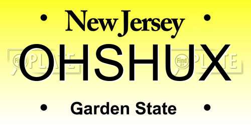 OHSHUX New Jersey License Plate