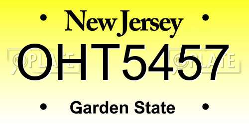 OHT5457 New Jersey License Plate