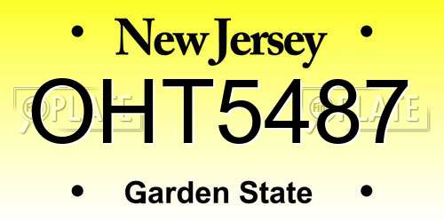 OHT5487 New Jersey License Plate