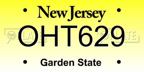 OHT629 New Jersey License Plate