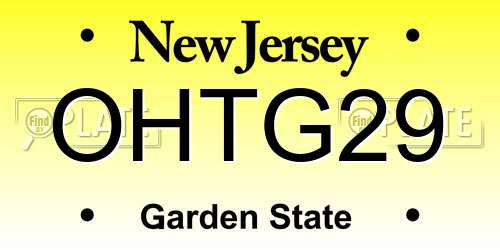 OHTG29 New Jersey License Plate