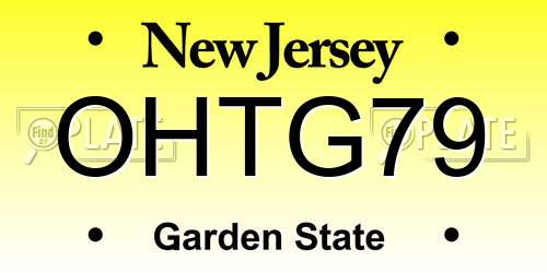 OHTG79 New Jersey License Plate