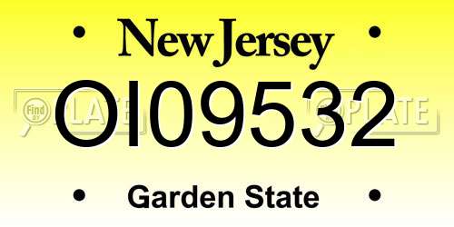 OI09532 New Jersey License Plate