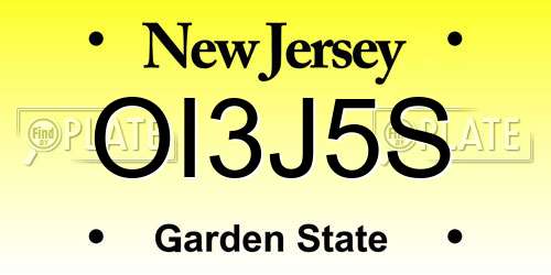OI3J5S New Jersey License Plate