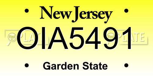 OIA5491 New Jersey License Plate