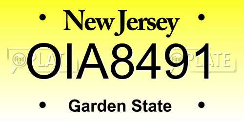 OIA8491 New Jersey License Plate