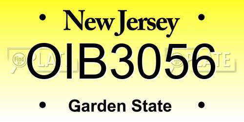 OIB3056 New Jersey License Plate