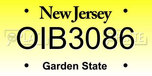 OIB3086 New Jersey License Plate