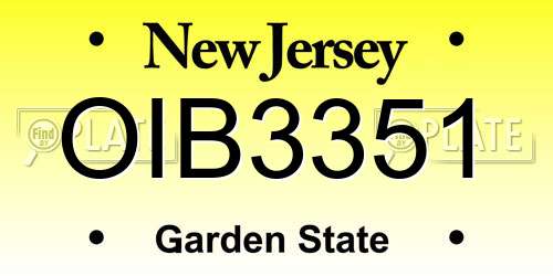 OIB3351 New Jersey License Plate