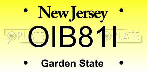 OIB81I New Jersey License Plate