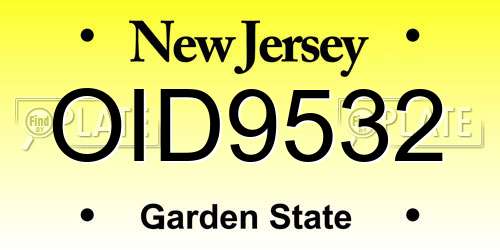 OID9532 New Jersey License Plate
