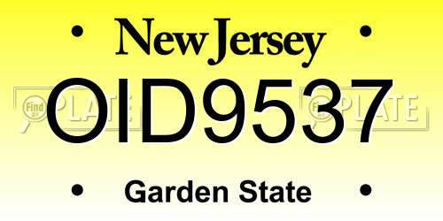 OID9537 New Jersey License Plate