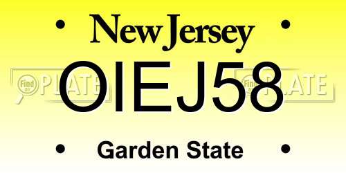 OIEJ58 New Jersey License Plate