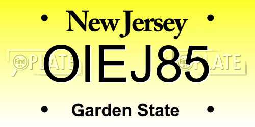 OIEJ85 New Jersey License Plate