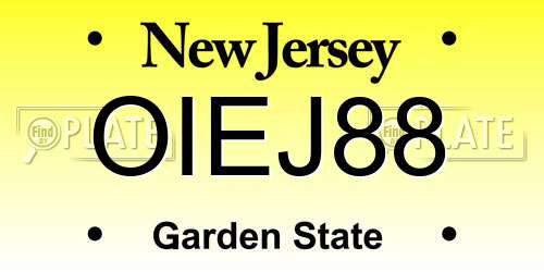 OIEJ88 New Jersey License Plate
