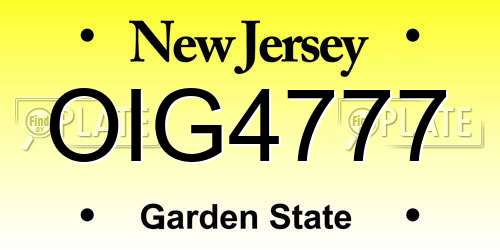 OIG4777 New Jersey License Plate